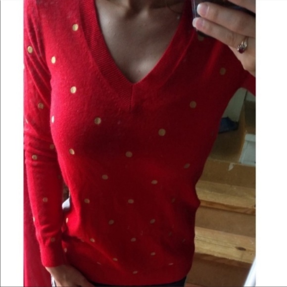 ‼️THRIFT ALERT MAKE OFFER J. Crew Polka Dot Sweater Split Color Shirt Top XS - Picture 5 of 7